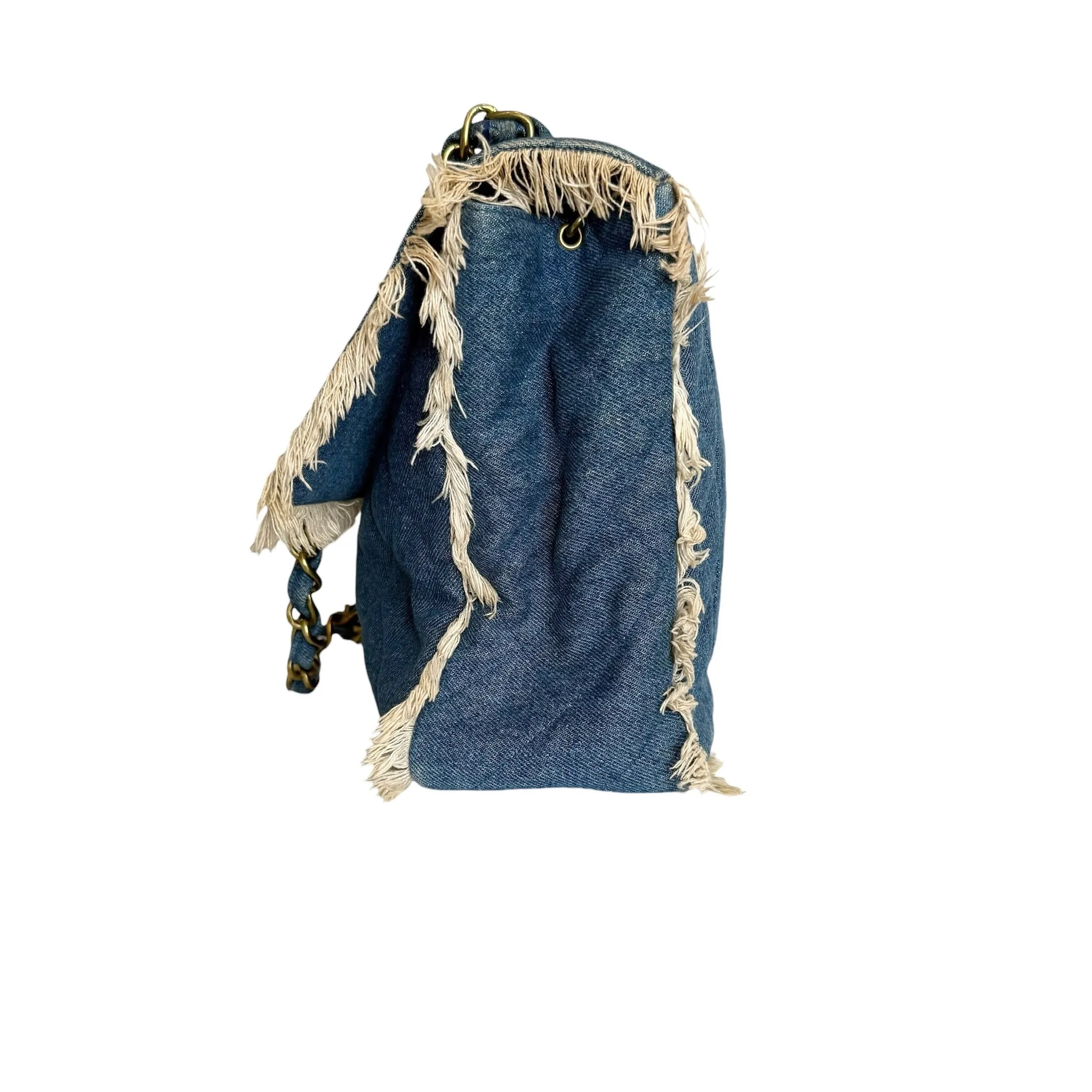 Raw Edge Denim Crossbody Bag