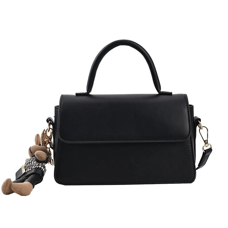 Retro small square bag ladies small handbag fashion classic leather messenger bag brown female bag send pendant