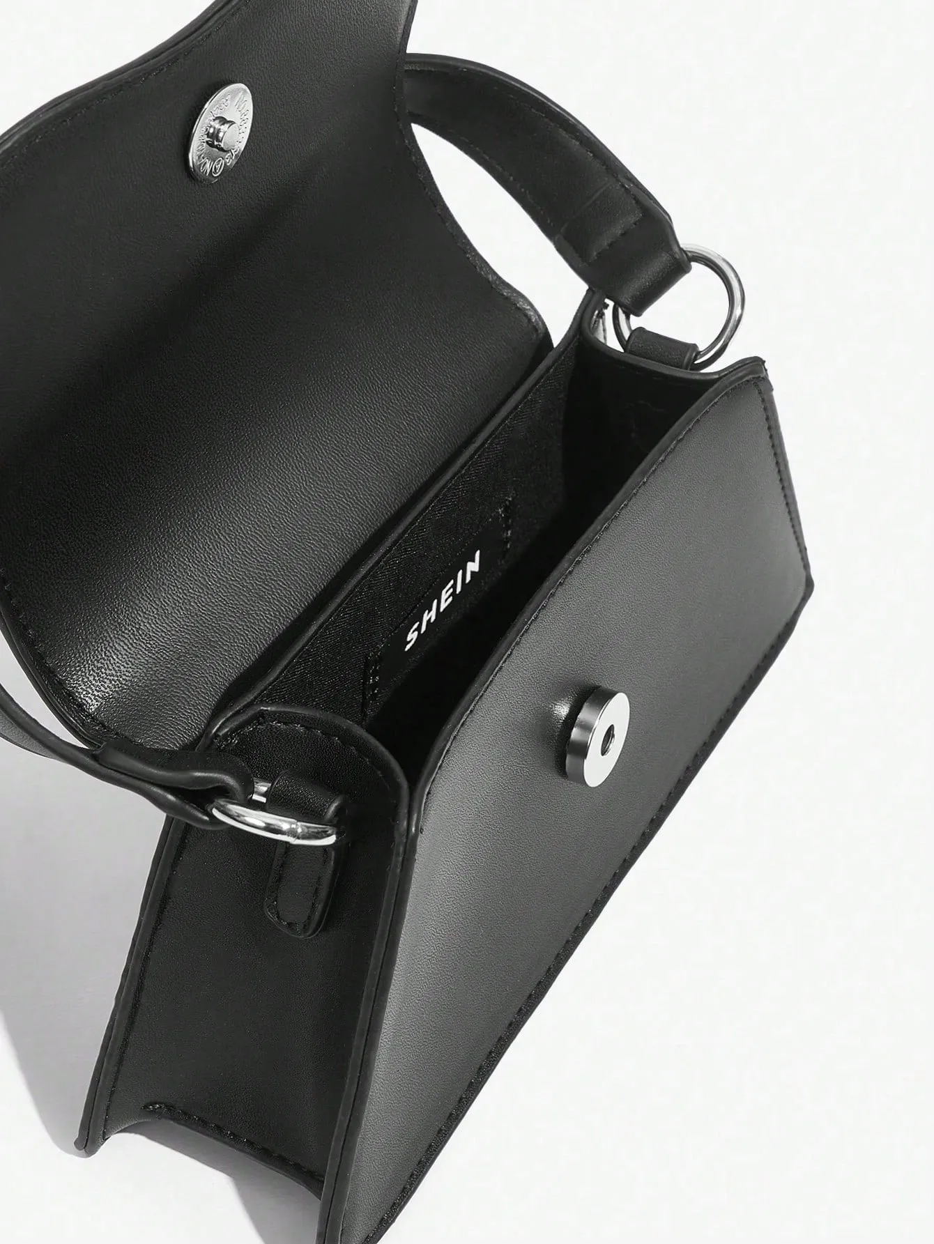 SHEIN Belle Luxury, Glamorous, Fashionable Black Rhinestone Decorated Flap Square Handbag For Women