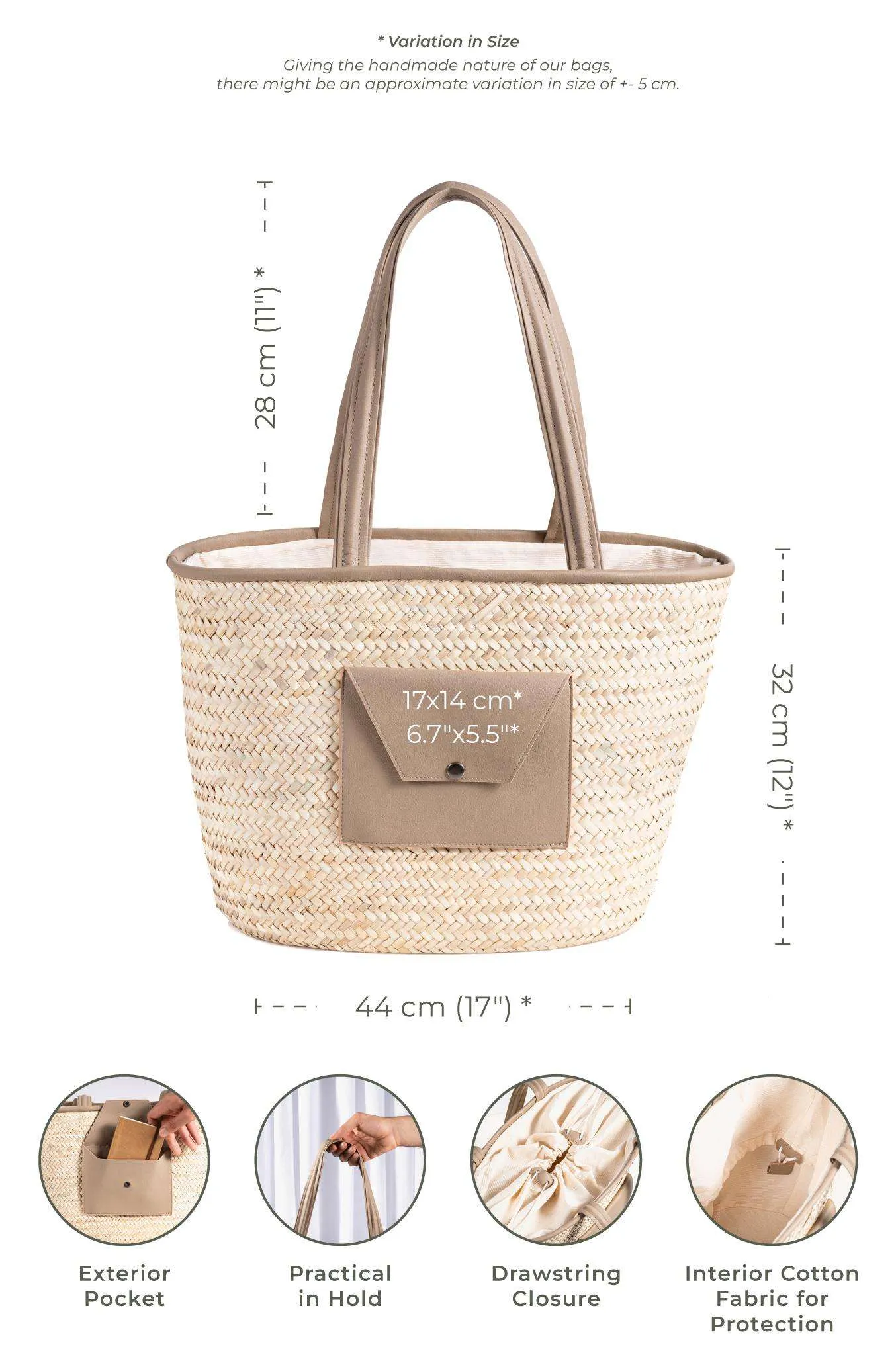 Shopping Bag Saaf with Fake Leather Pocket L