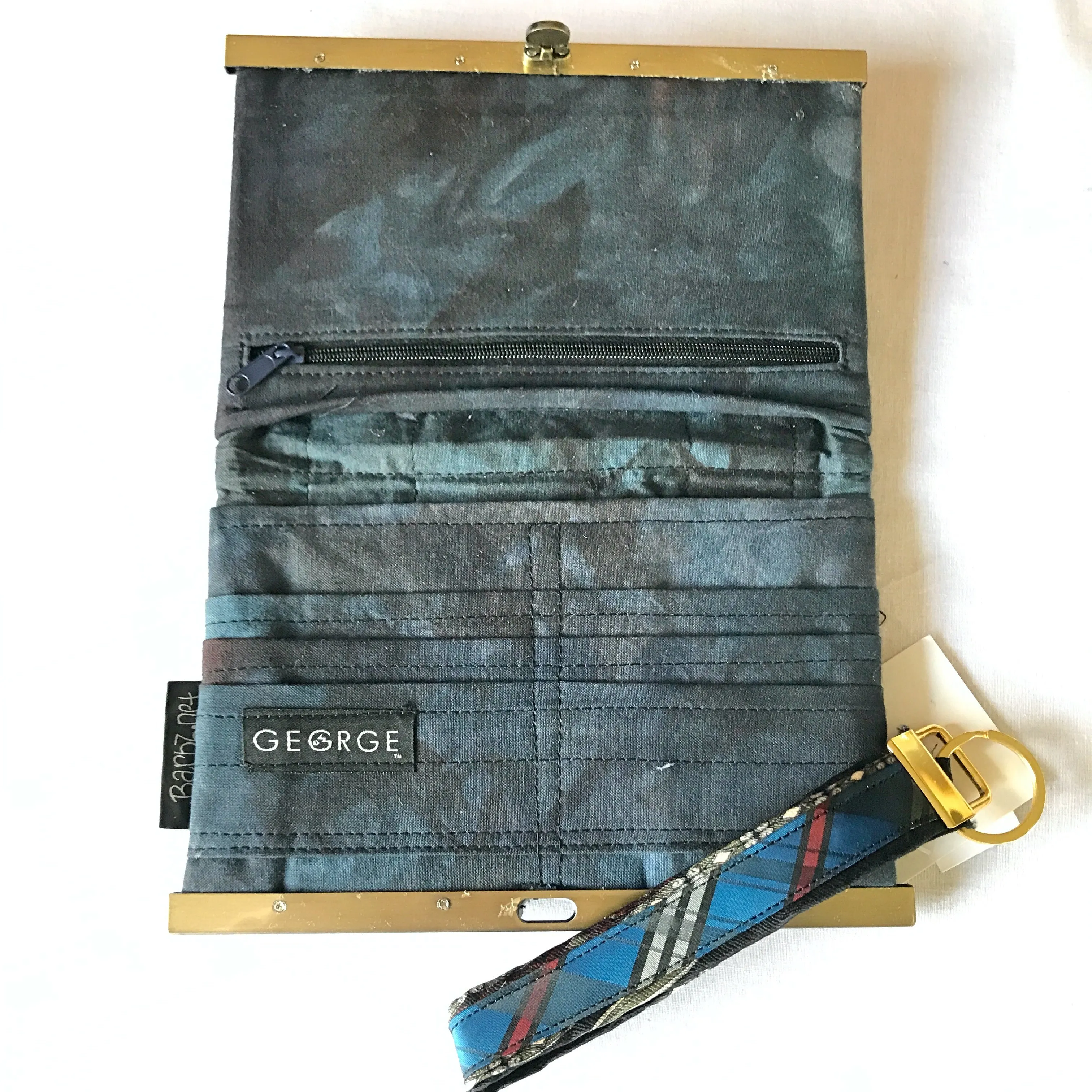 SOLD SALE - Blue plaid Woman's Wisconsin Clutch Wallet Wristlet - Barbz.net