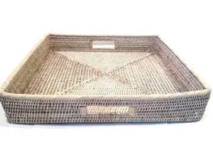 Square Tray Inside Handles | White Wash