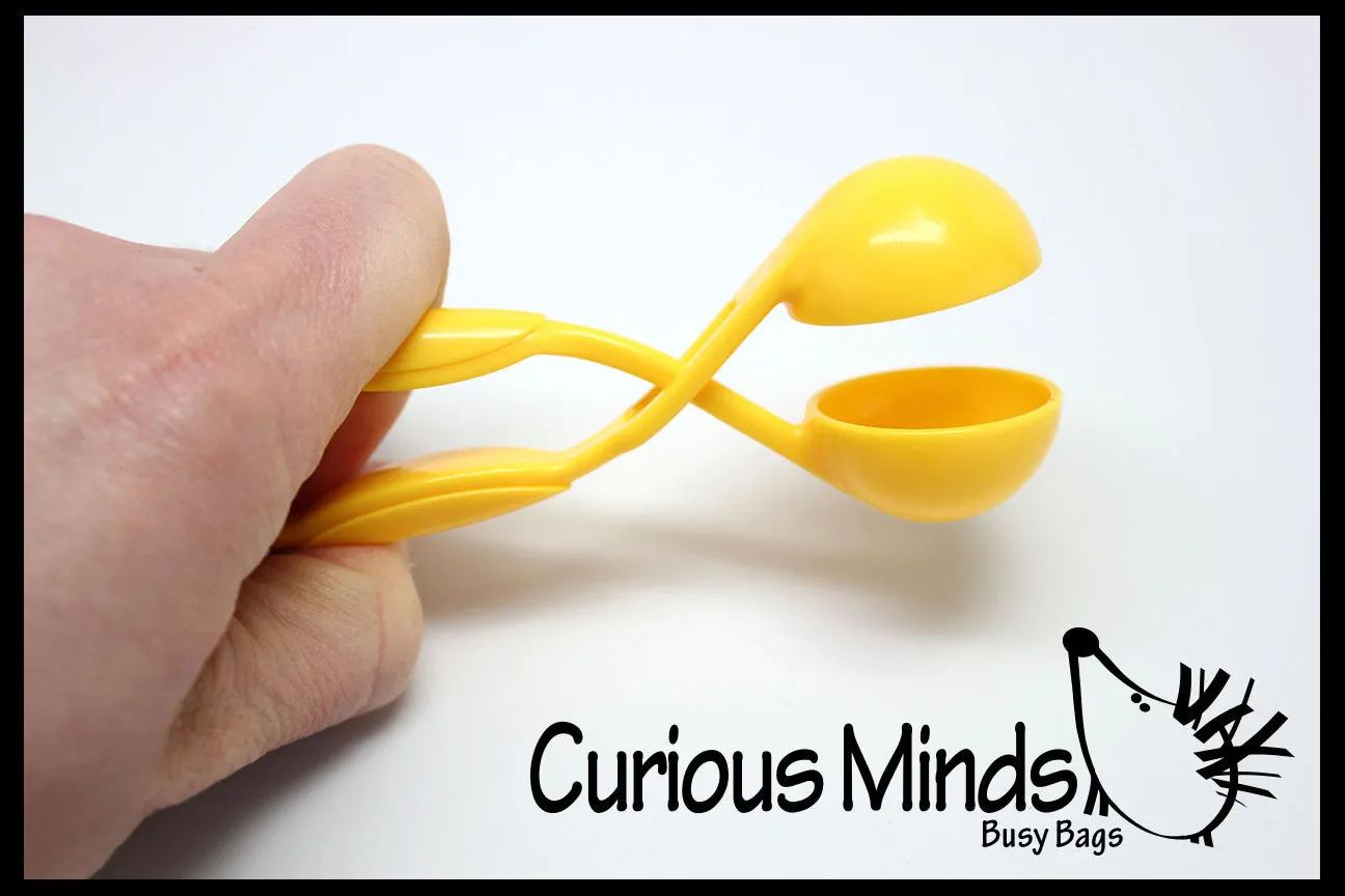 Squeeze tongs for adding fine motor practice to busy bags and sensory bins