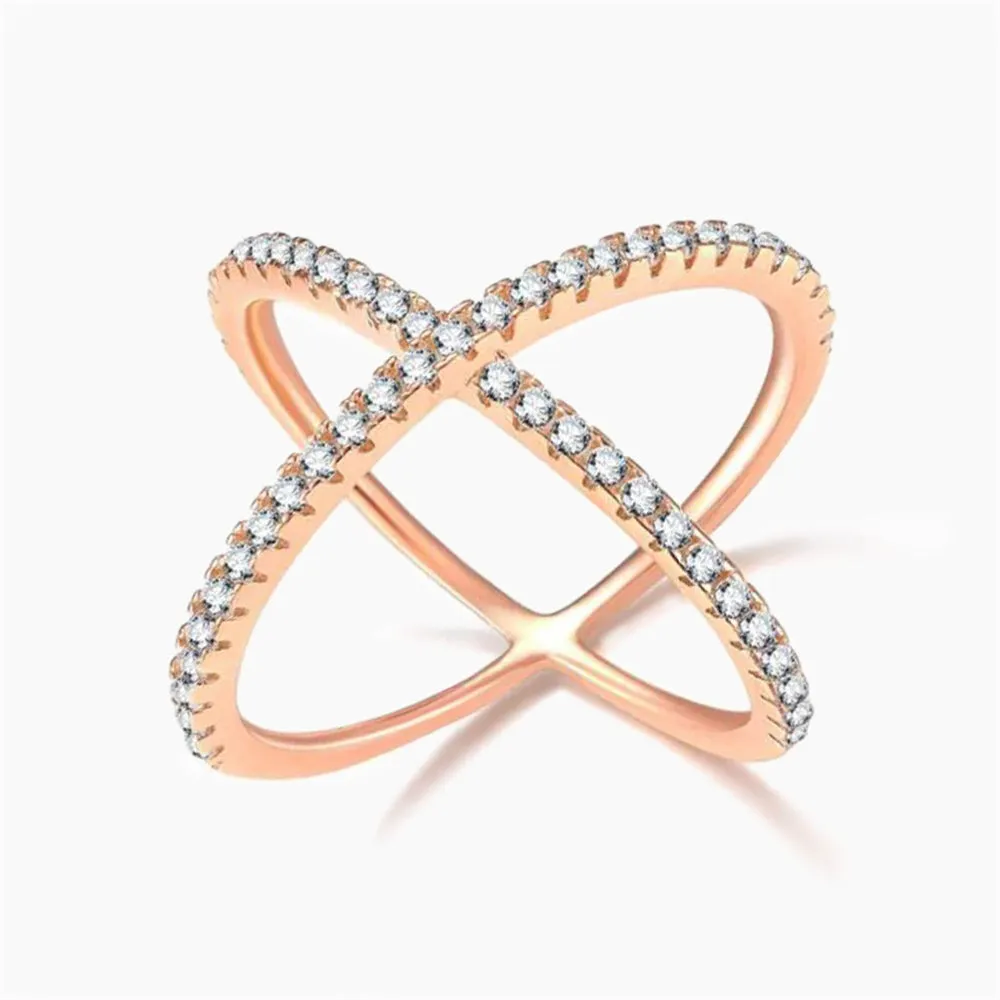 Sterling Silver CZ Criss Cross Ring