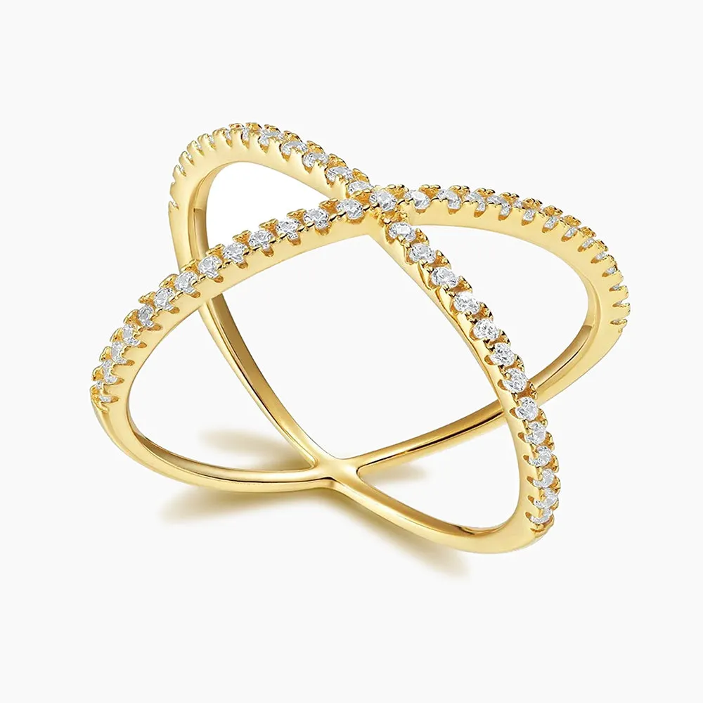 Sterling Silver CZ Criss Cross Ring