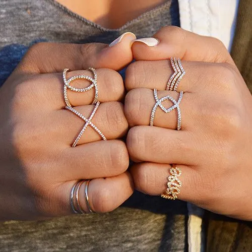Sterling Silver CZ Criss Cross Ring