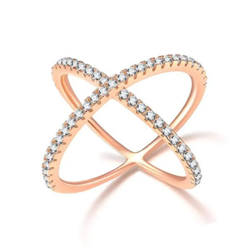 Sterling Silver CZ Criss Cross Ring