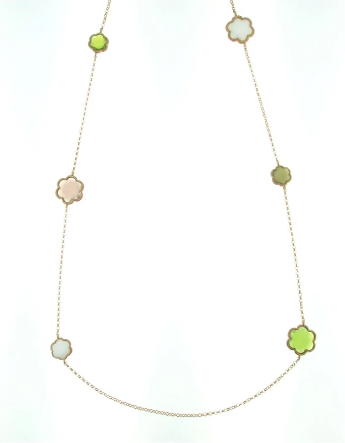 Sterling Silver Rose-Toned Multi-Colored Murano Glass Necklace