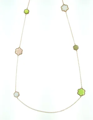 Sterling Silver Rose-Toned Multi-Colored Murano Glass Necklace