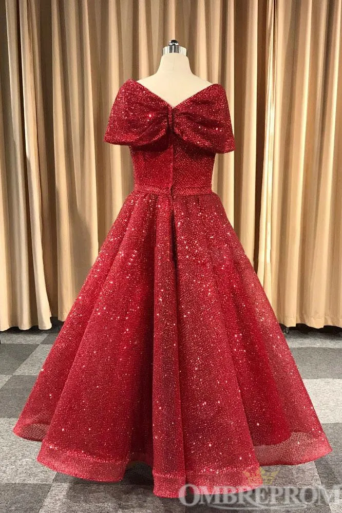 Stunning A Line V Neck Prom Dresses with Sequins