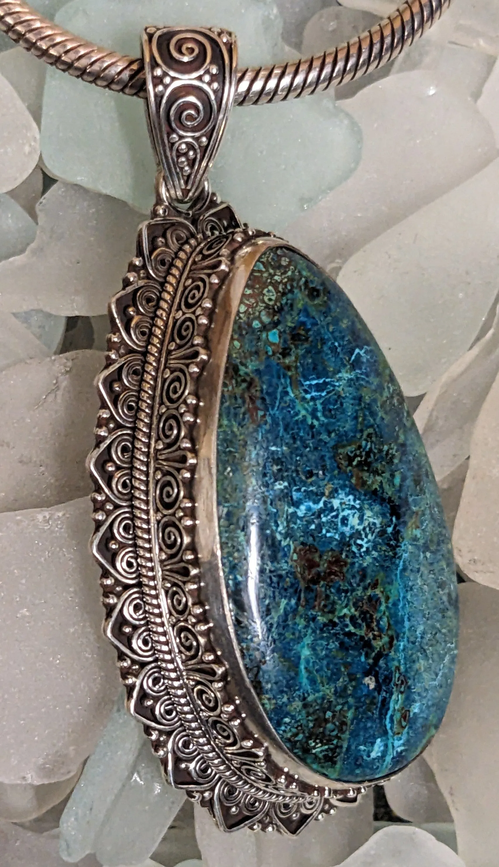 Stunning Chrysocolla Statement Pendant
