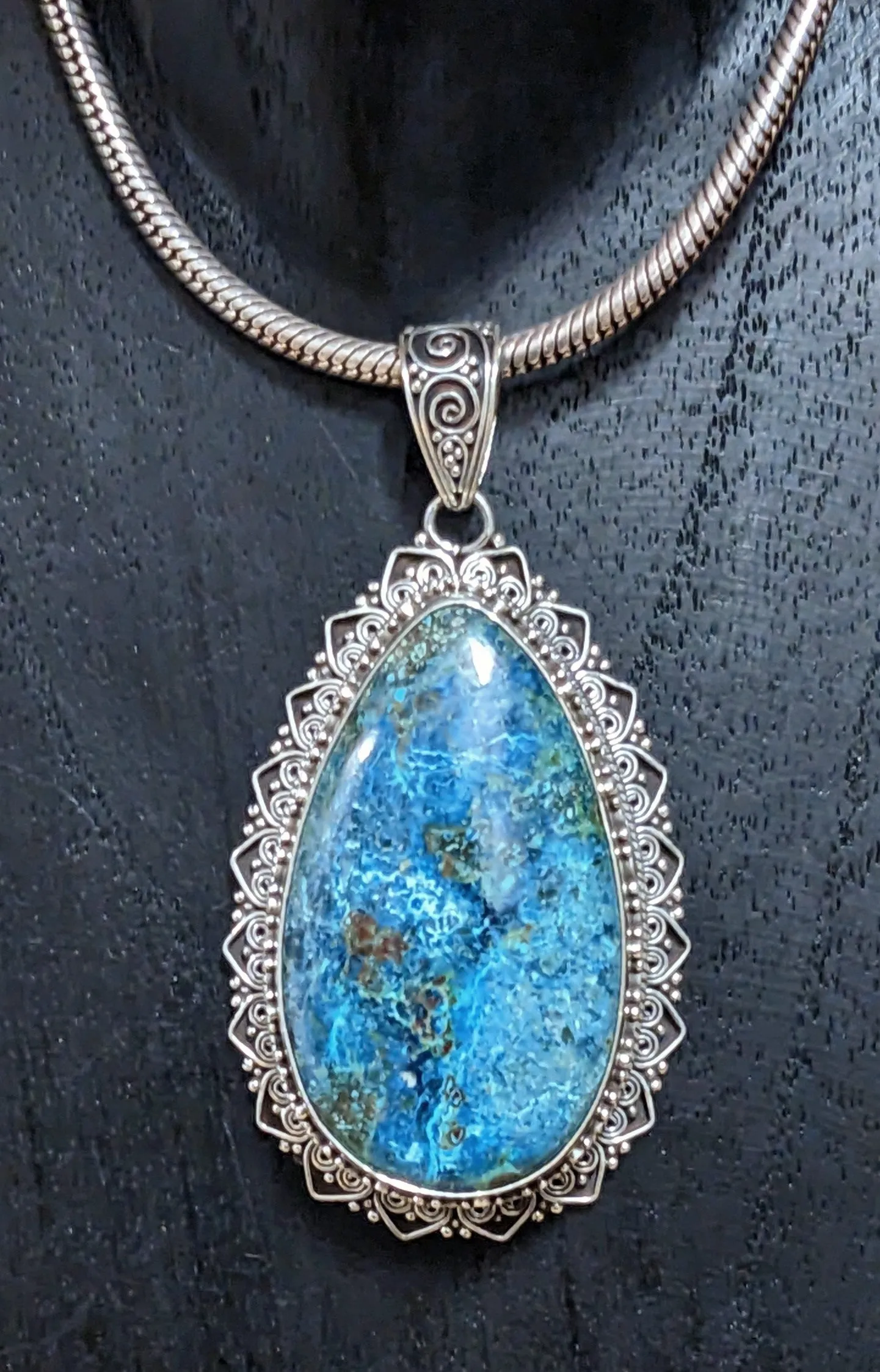 Stunning Chrysocolla Statement Pendant