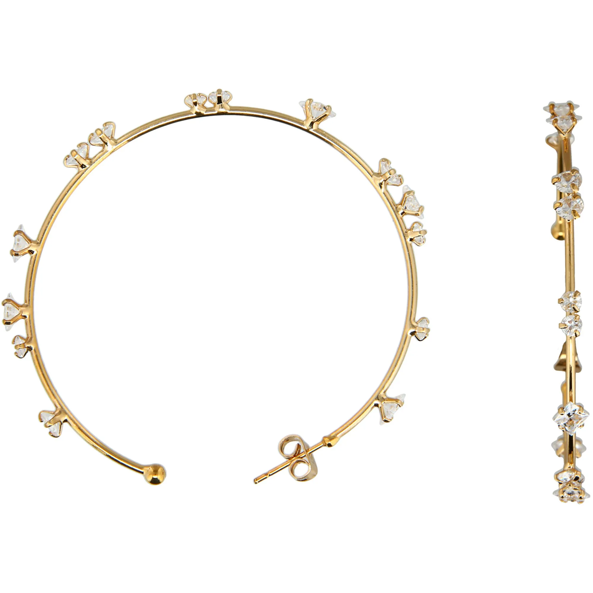 Stunning Crystal in2" Cubic Zirconia Hoop Earrings