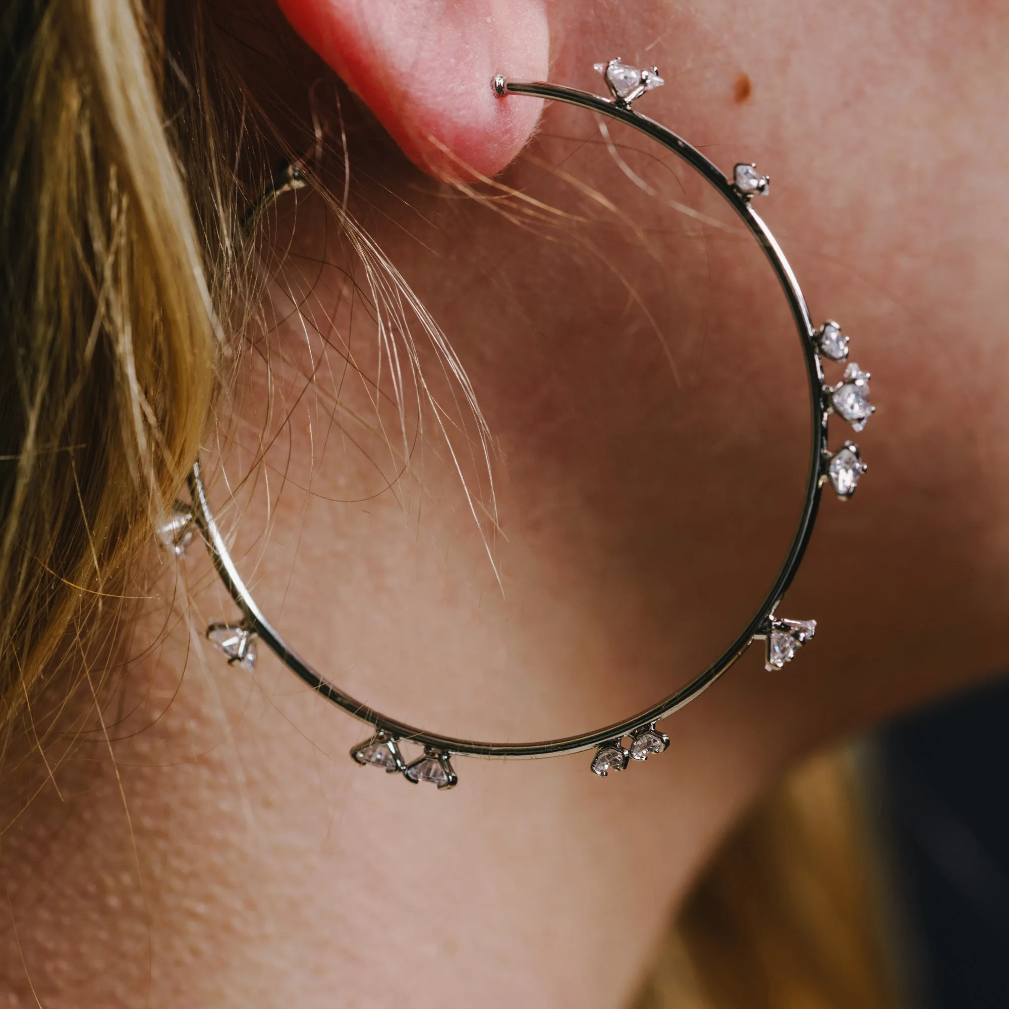 Stunning Crystal in2" Cubic Zirconia Hoop Earrings