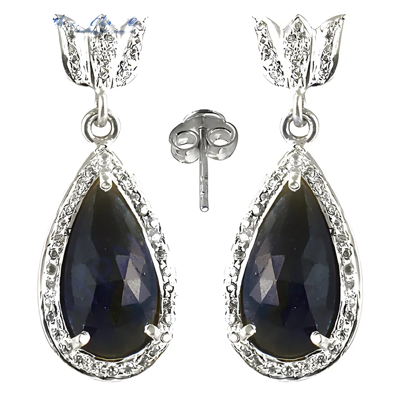 Stunning CZ Sapphire Silver Earrings - Hot Dazzling Jewelry