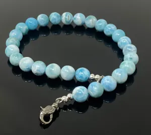 Stunning Larimar and Diamond Clasp Necklace – Exquisite Caribbean Elegance