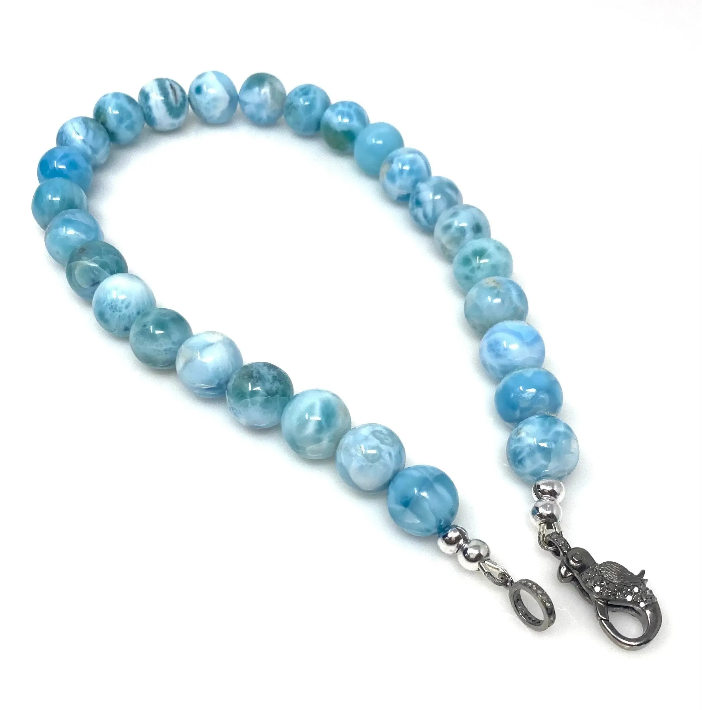 Stunning Larimar and Diamond Clasp Necklace – Exquisite Caribbean Elegance