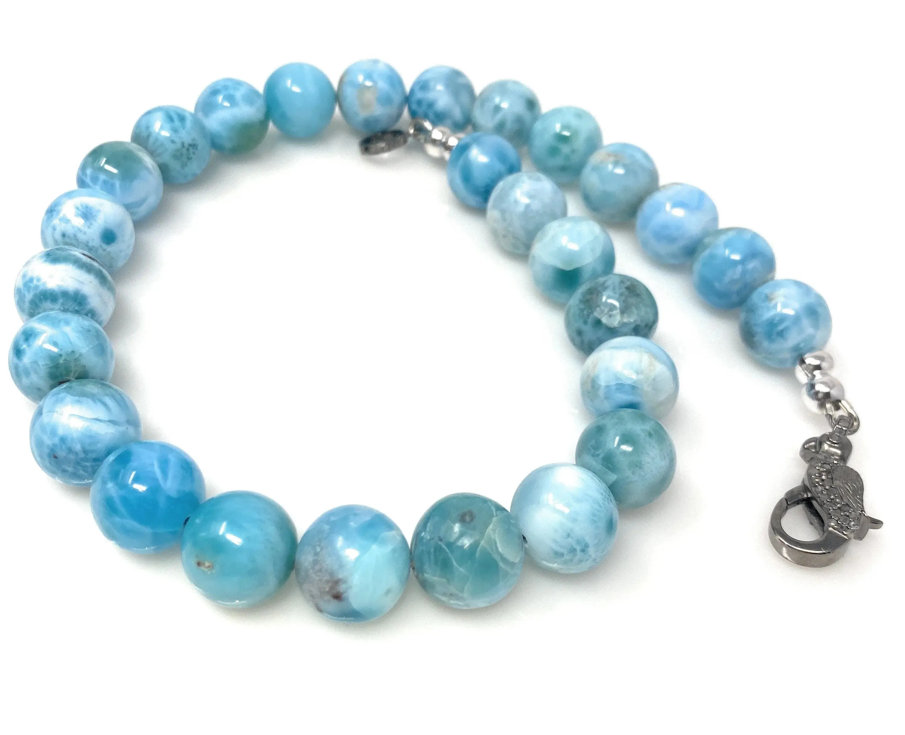 Stunning Larimar and Diamond Clasp Necklace – Exquisite Caribbean Elegance