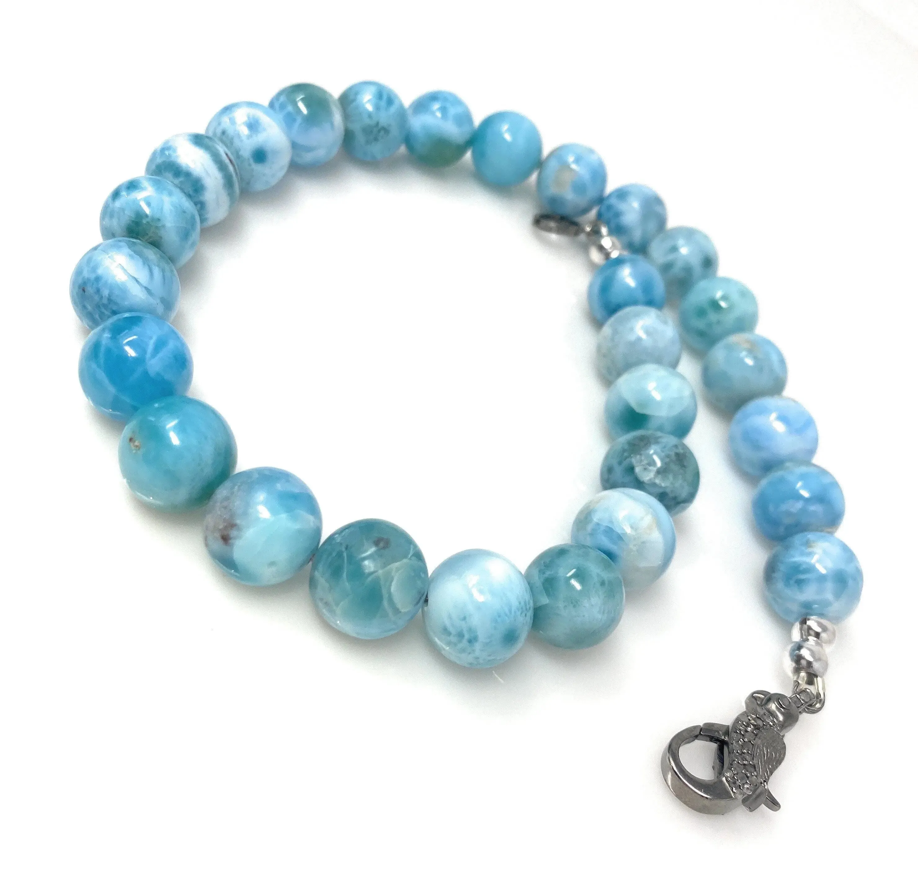Stunning Larimar and Diamond Clasp Necklace – Exquisite Caribbean Elegance