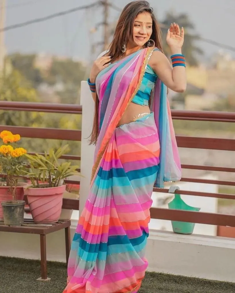 Stunning Multicolor Faux Georgette Partywear Sequence Saree with Designer Blouse