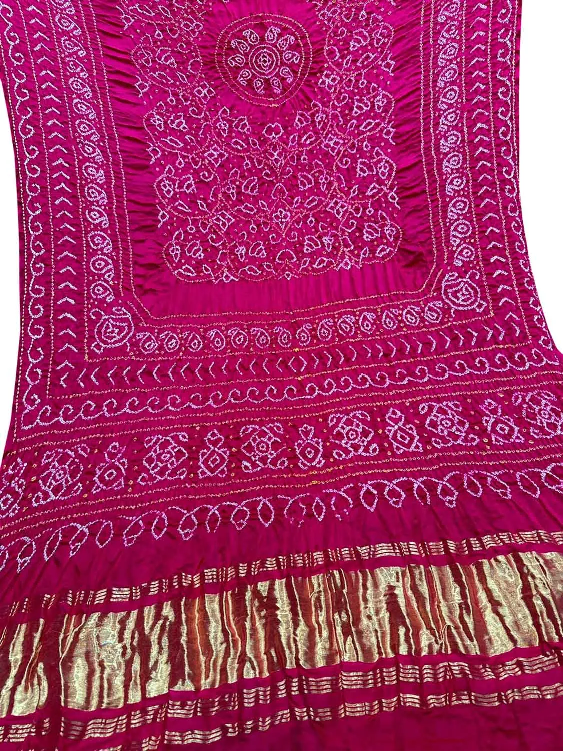 Stunning Pink Bandhani Gajji Silk Dupatta