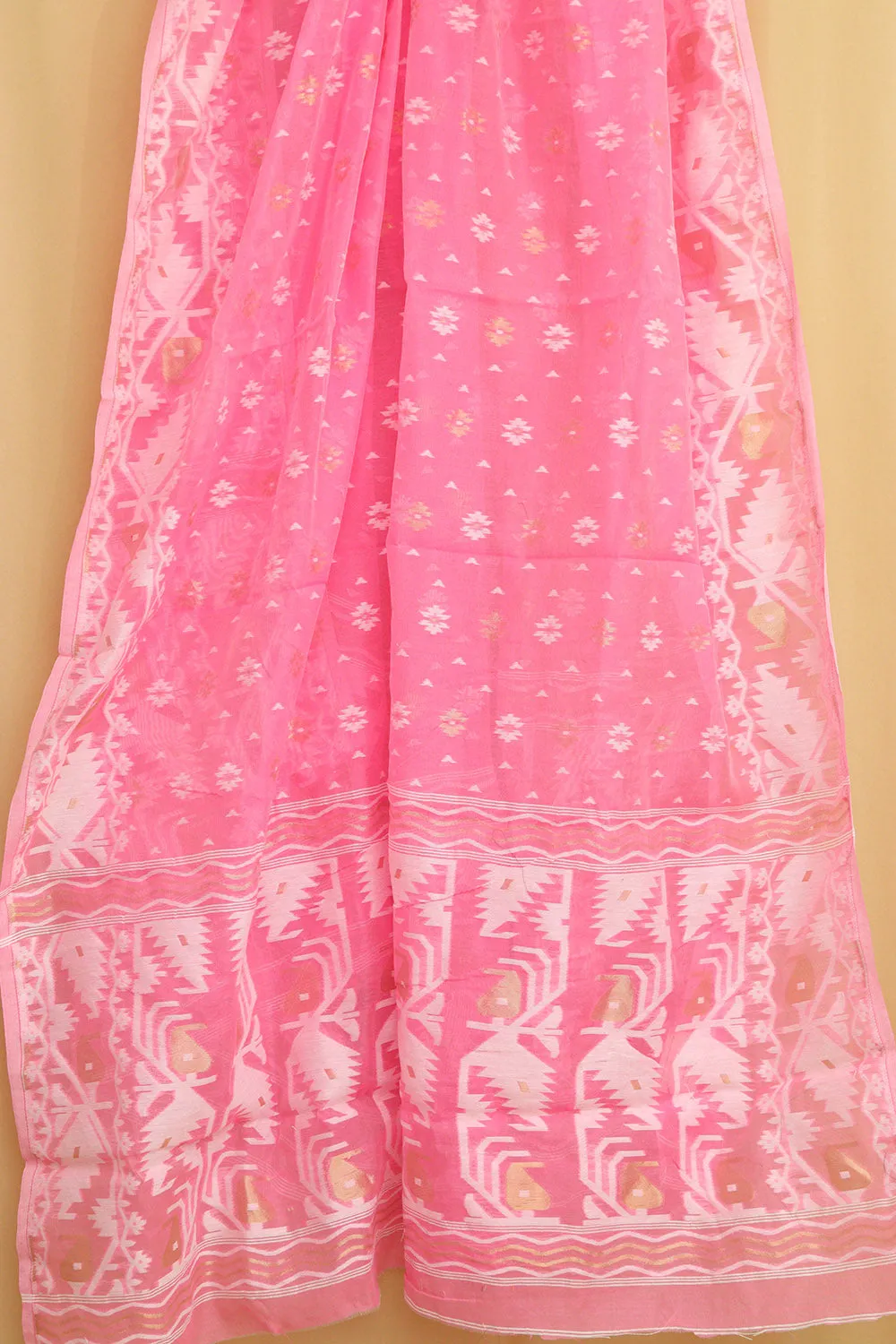 Stunning Pink Jamdani Cotton Silk Suit Set