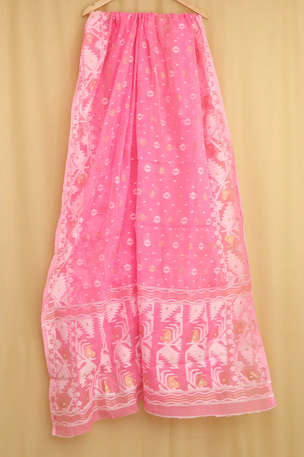 Stunning Pink Jamdani Cotton Silk Suit Set