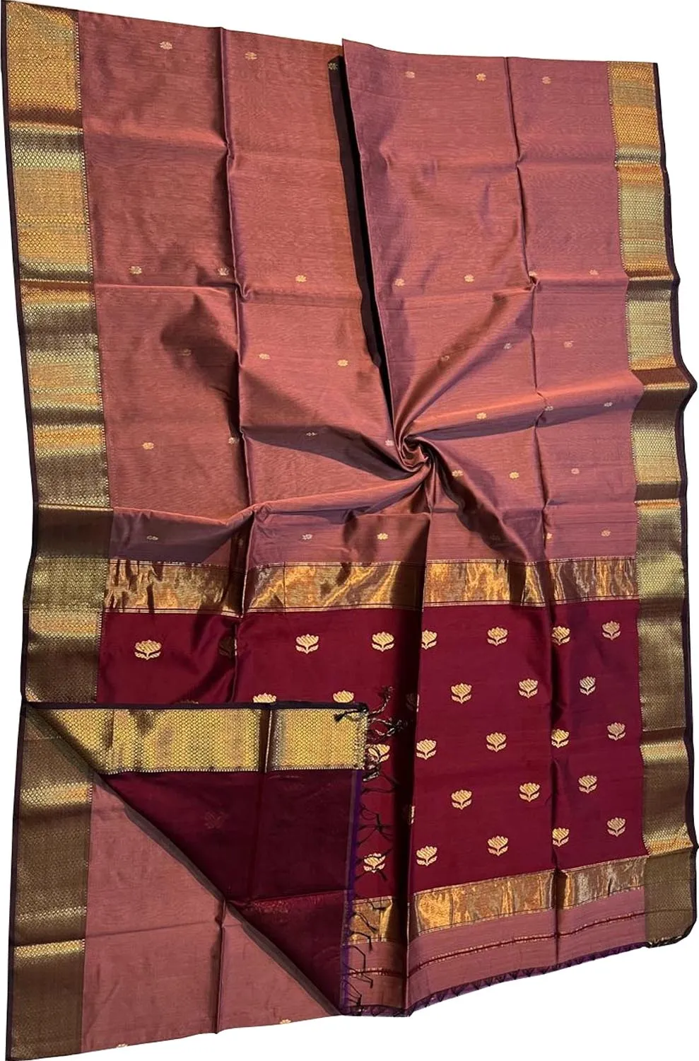 Stunning Pink Maheshwari Cotton Silk Saree