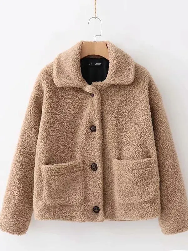 Stunning Solid Button Outwear
