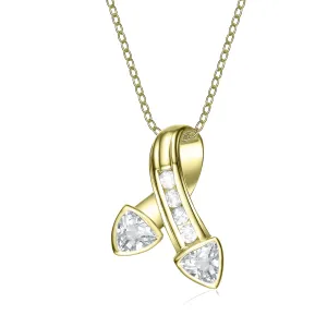 Stunning Sterling Silver Gold Plated CZ Thick Ribbon Pendant