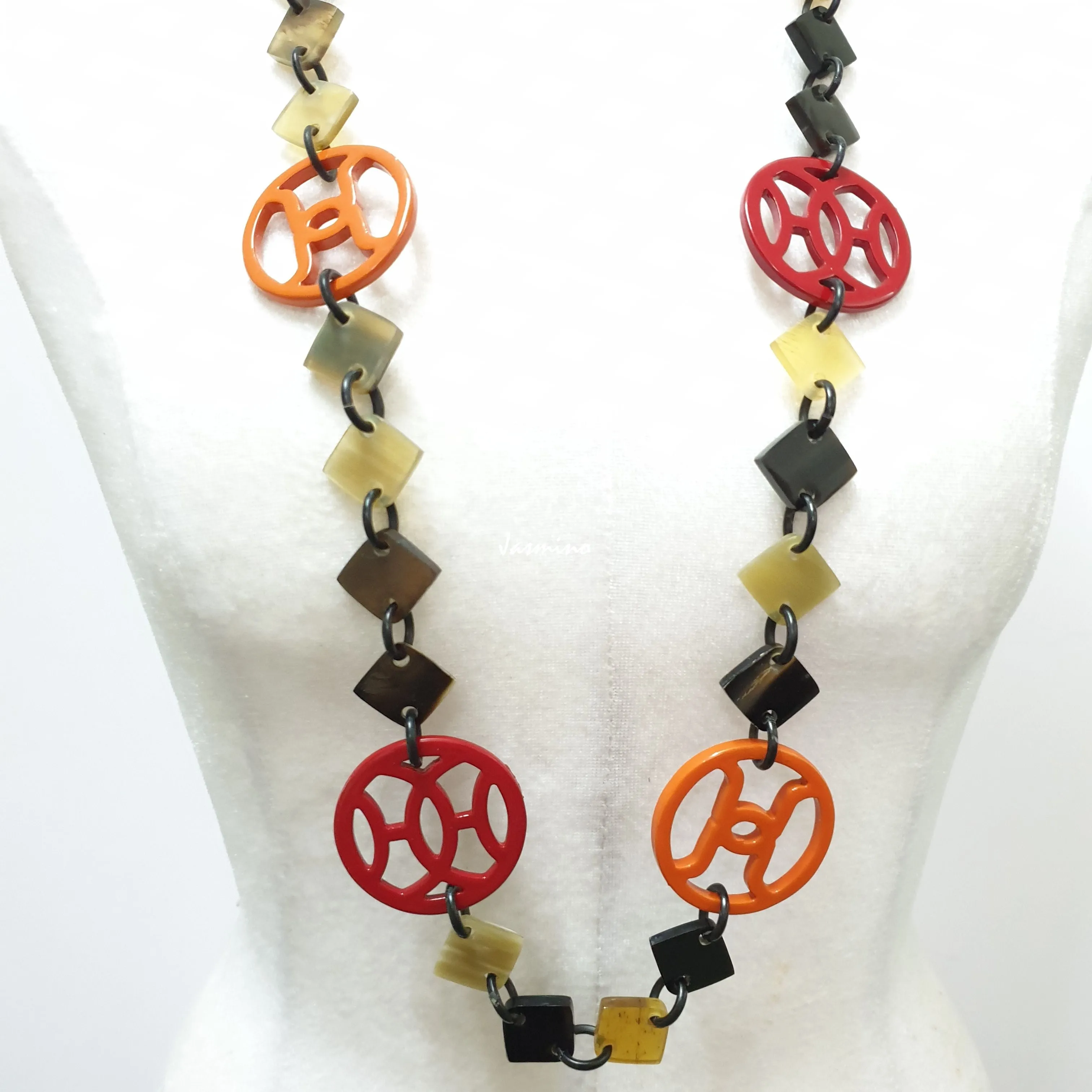 Stunning Trendy Necklace J18094, Handmade Buffalo Horn from Vietnam.