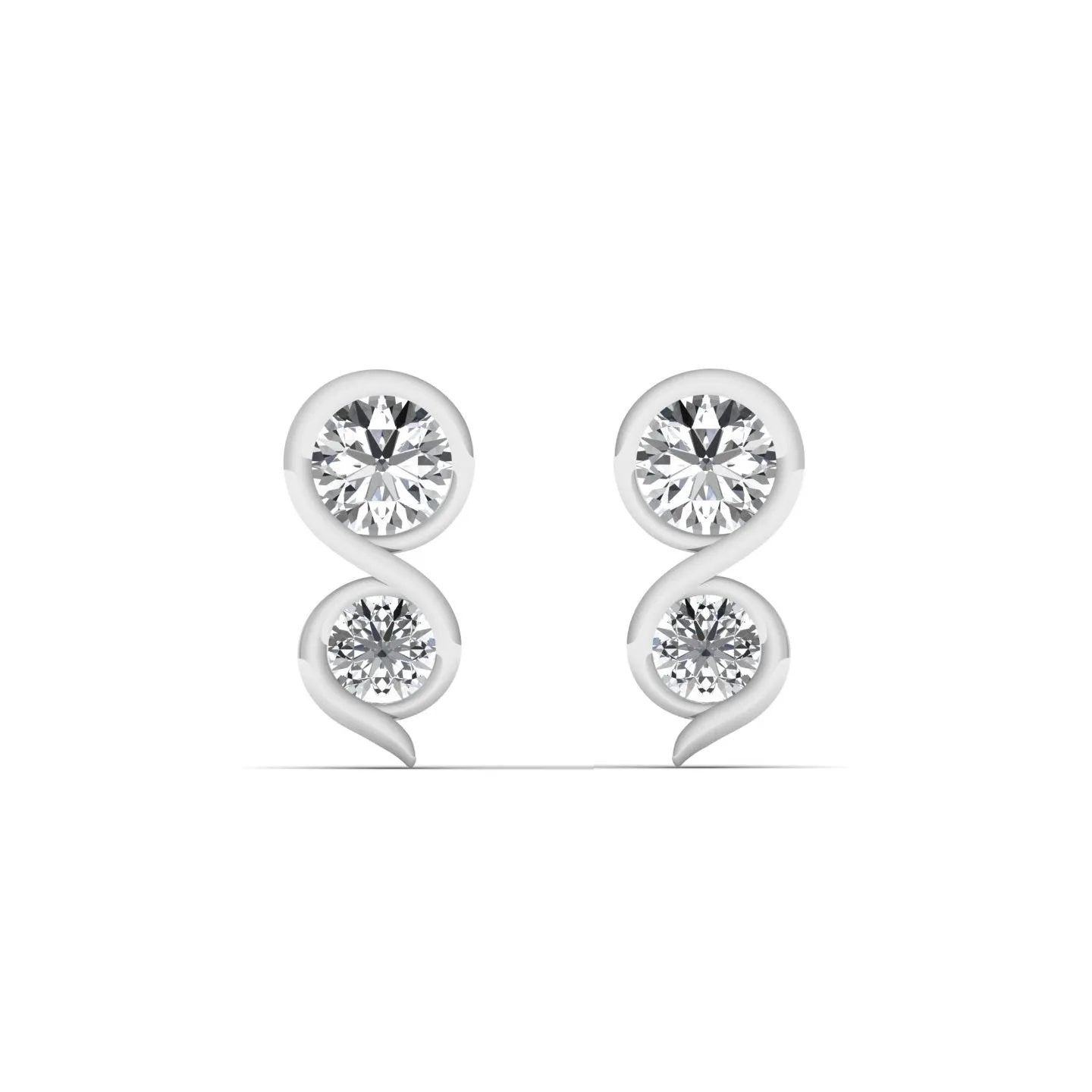 Stunning Two Stone Silver Stud Earrings