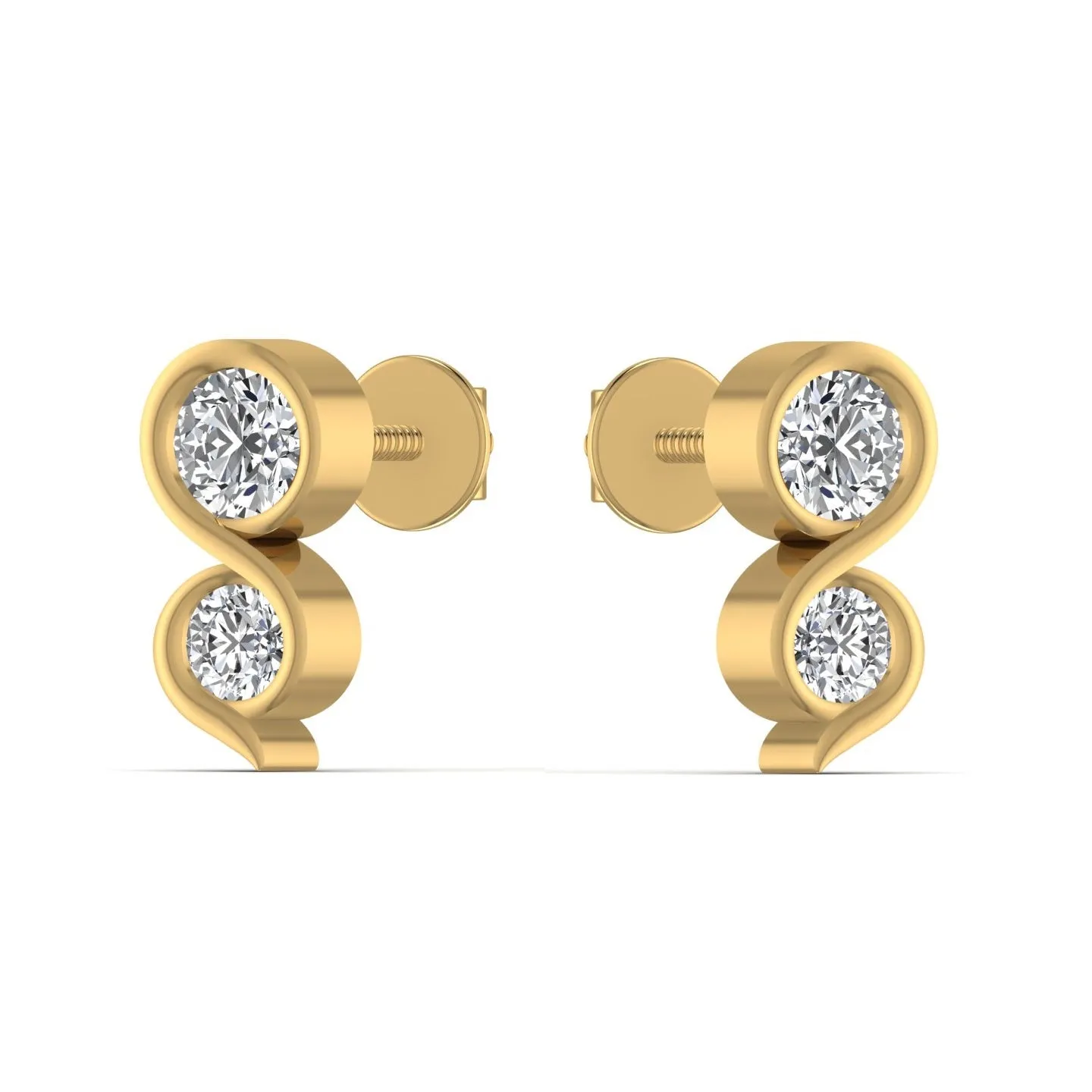 Stunning Two Stone Silver Stud Earrings