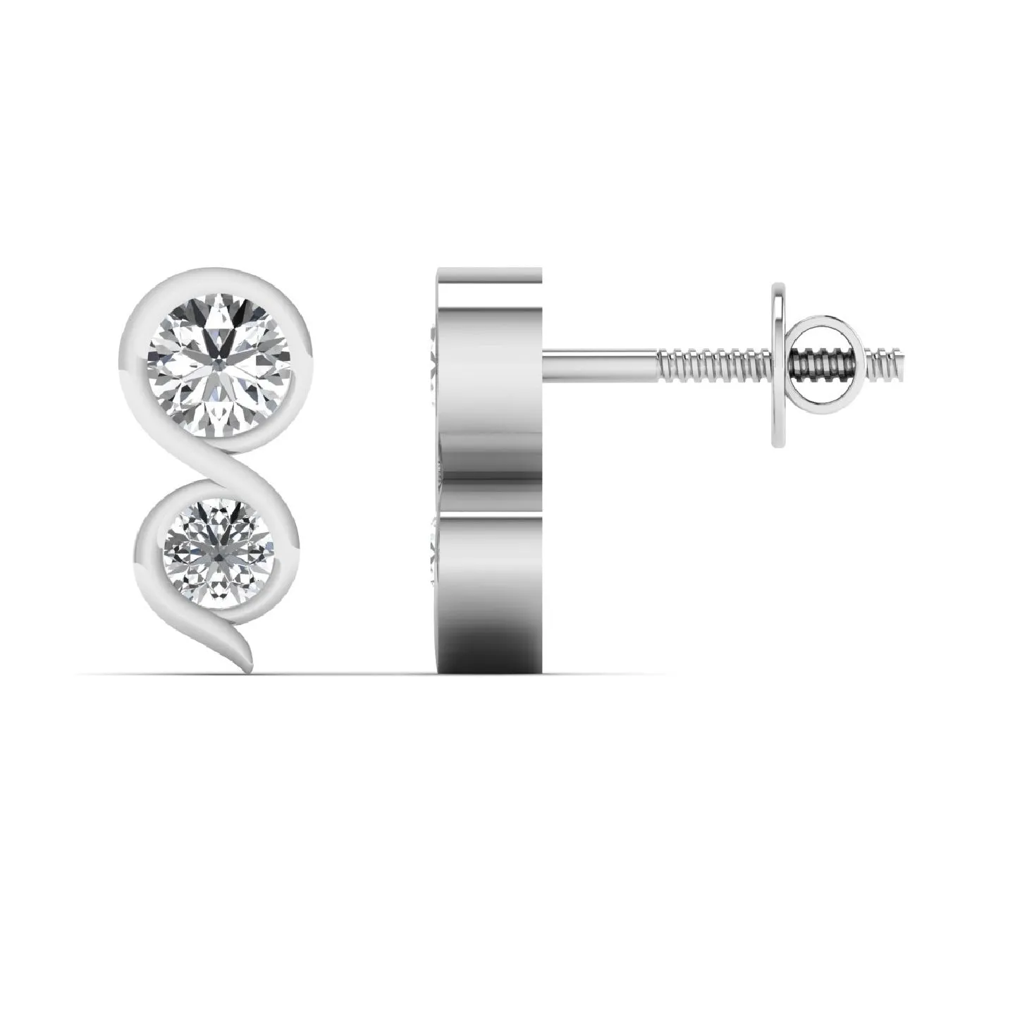 Stunning Two Stone Silver Stud Earrings