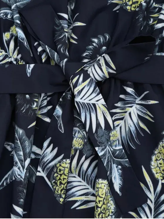 TastyHottie - Stunning Pineapple Print Belted Dress