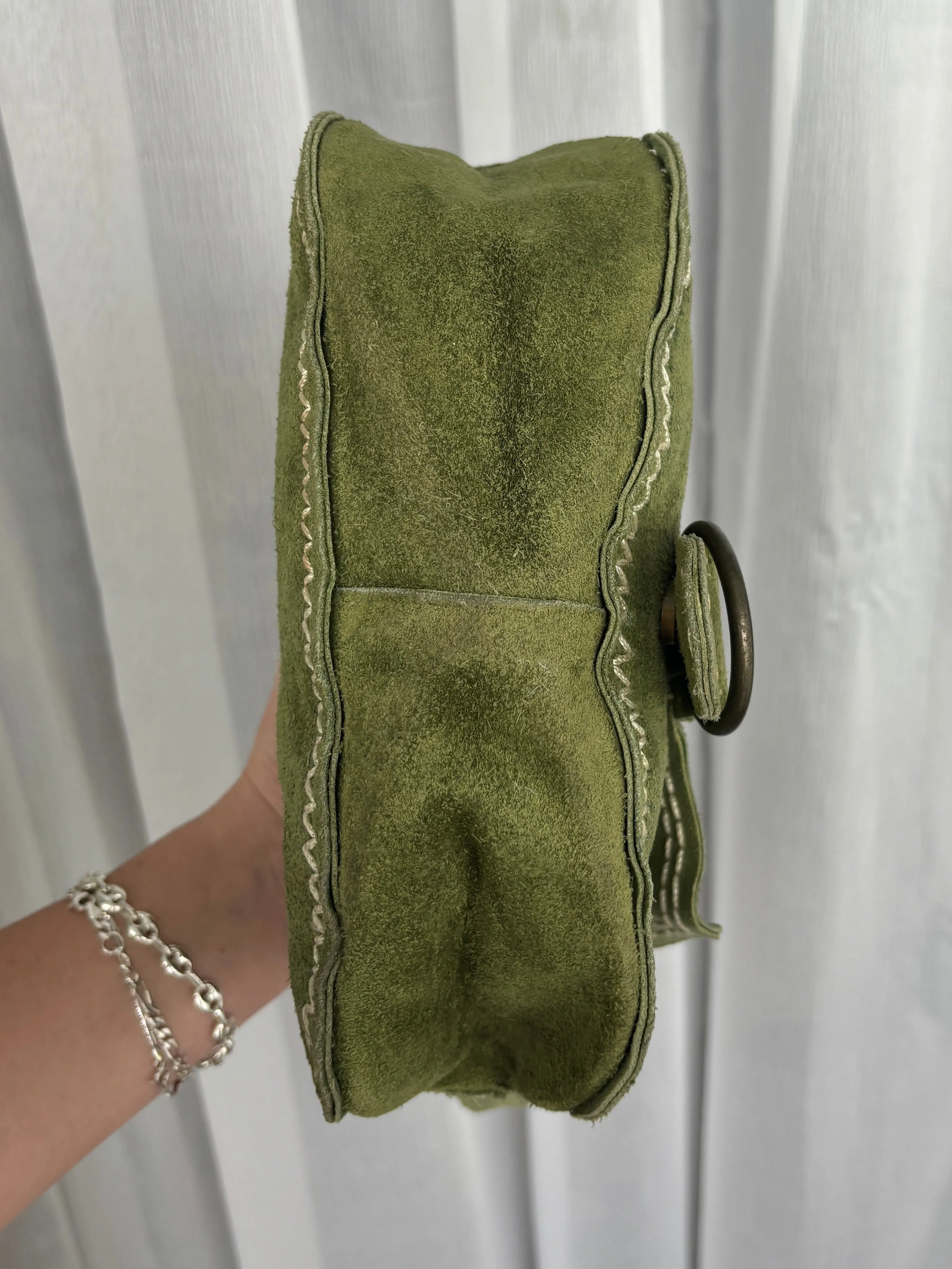 Vintage Suede Studded Shoulder Bag