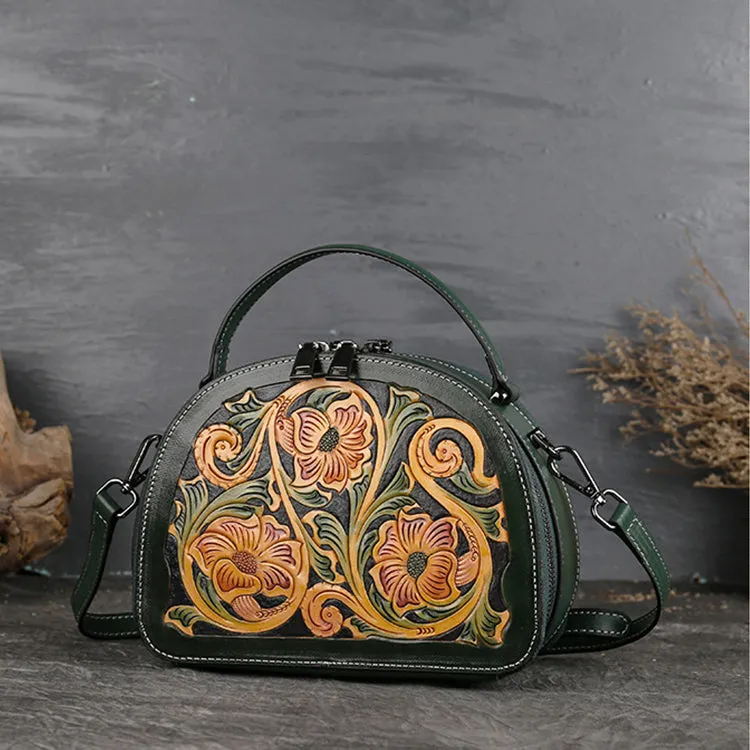 Vintage Women's Genuine Leather Handbags Leather Crossbody Bag Purse For Women