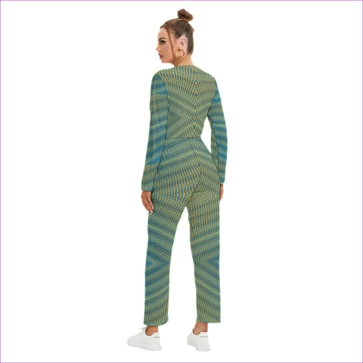 Weaved Women's V-neck High Waist Jumpsuit